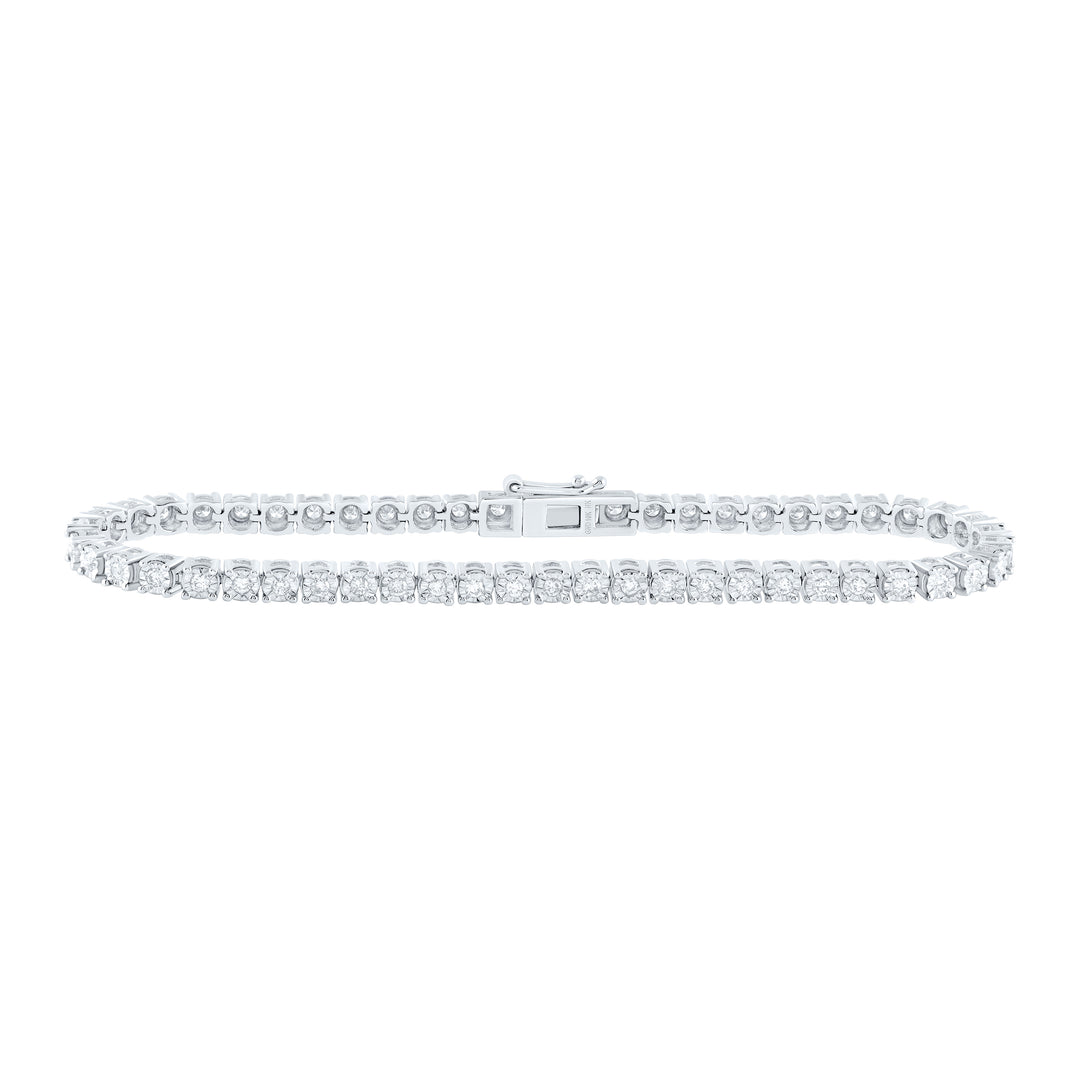 10kt White Gold Women's Diamond Tennis Bracelet 1 ctw
