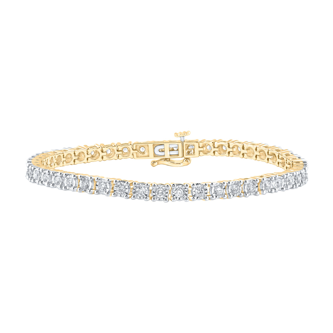 10kt Yellow Gold Men's Diamond Tennis Bracelet 1-3/8 ctw