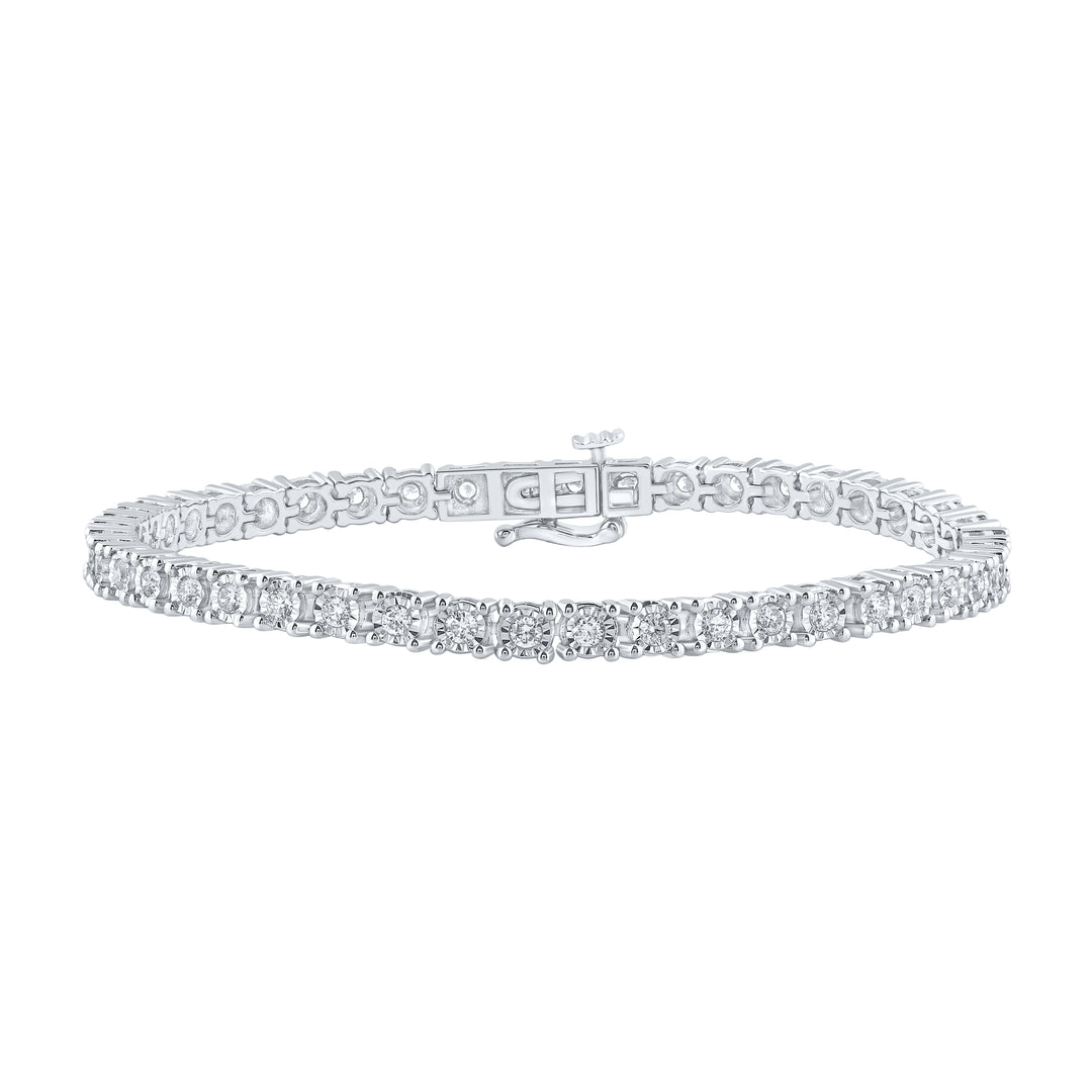 10kt White Gold Men's Diamond Tennis Bracelet 1-3/8 ctw