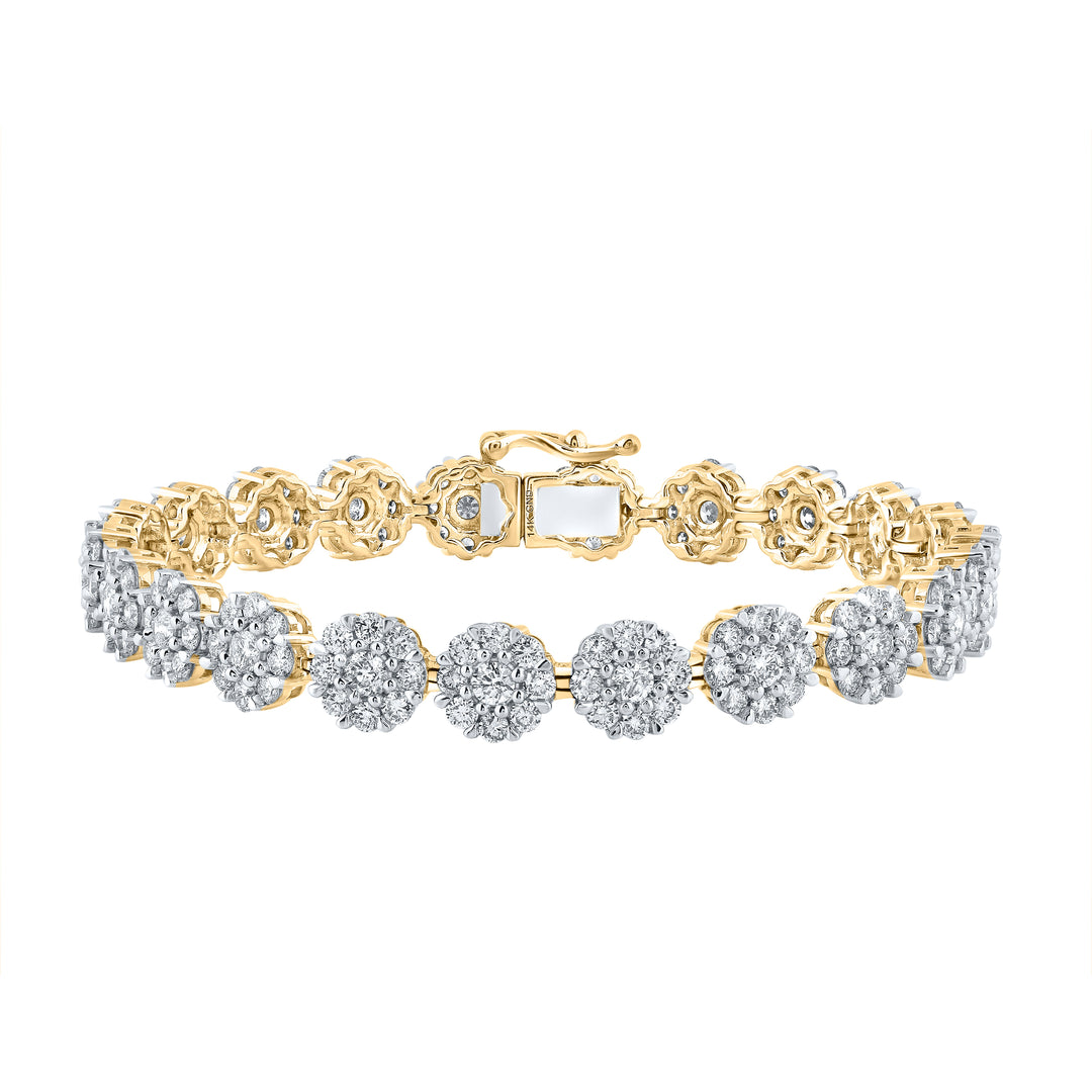 14kt Yellow Gold Women's Diamond Flower Tennis Bracelet 7-7/8 ctw