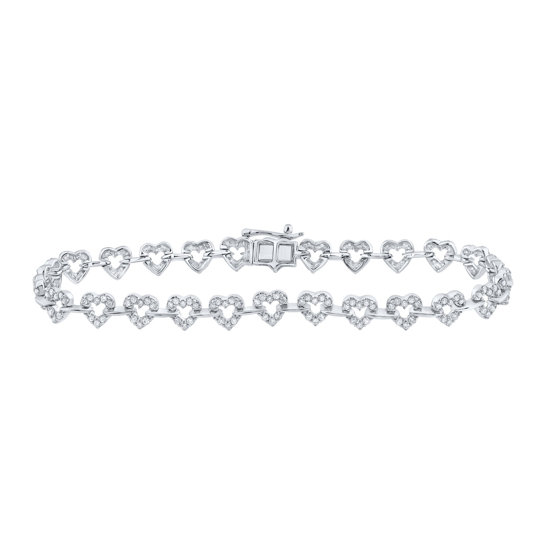10kt White Gold Women's Diamond Bracelet 1-3/8 ctw