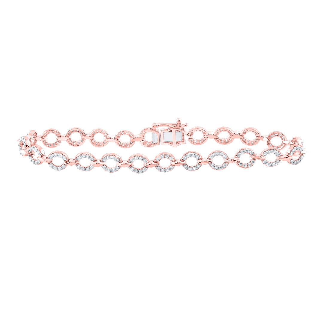 10kt Rose Gold Women's Diamond Bracelet 1-3/8 ctw