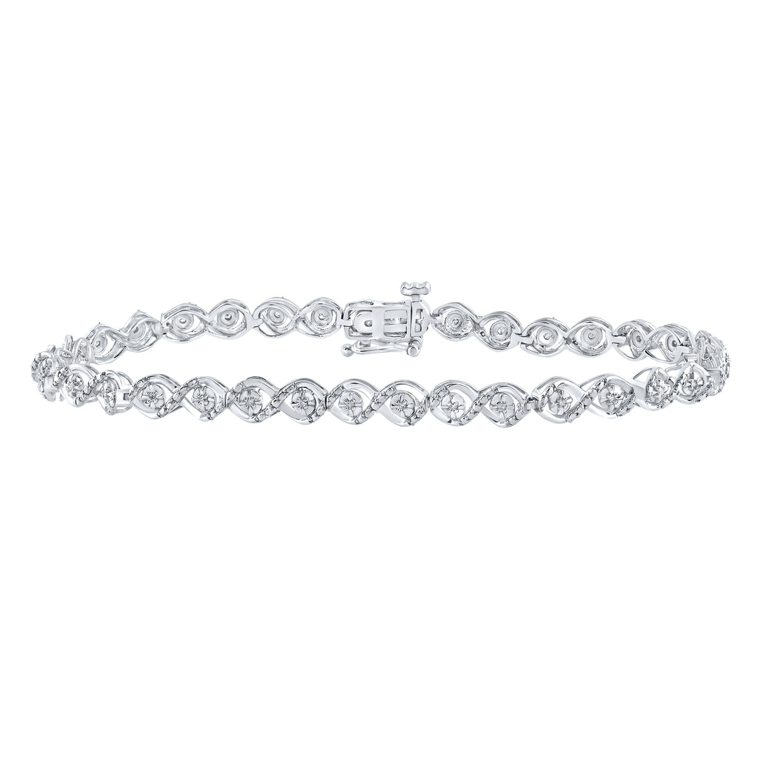 Sterling Silver Women's Diamond Bracelet 1/10 ctw