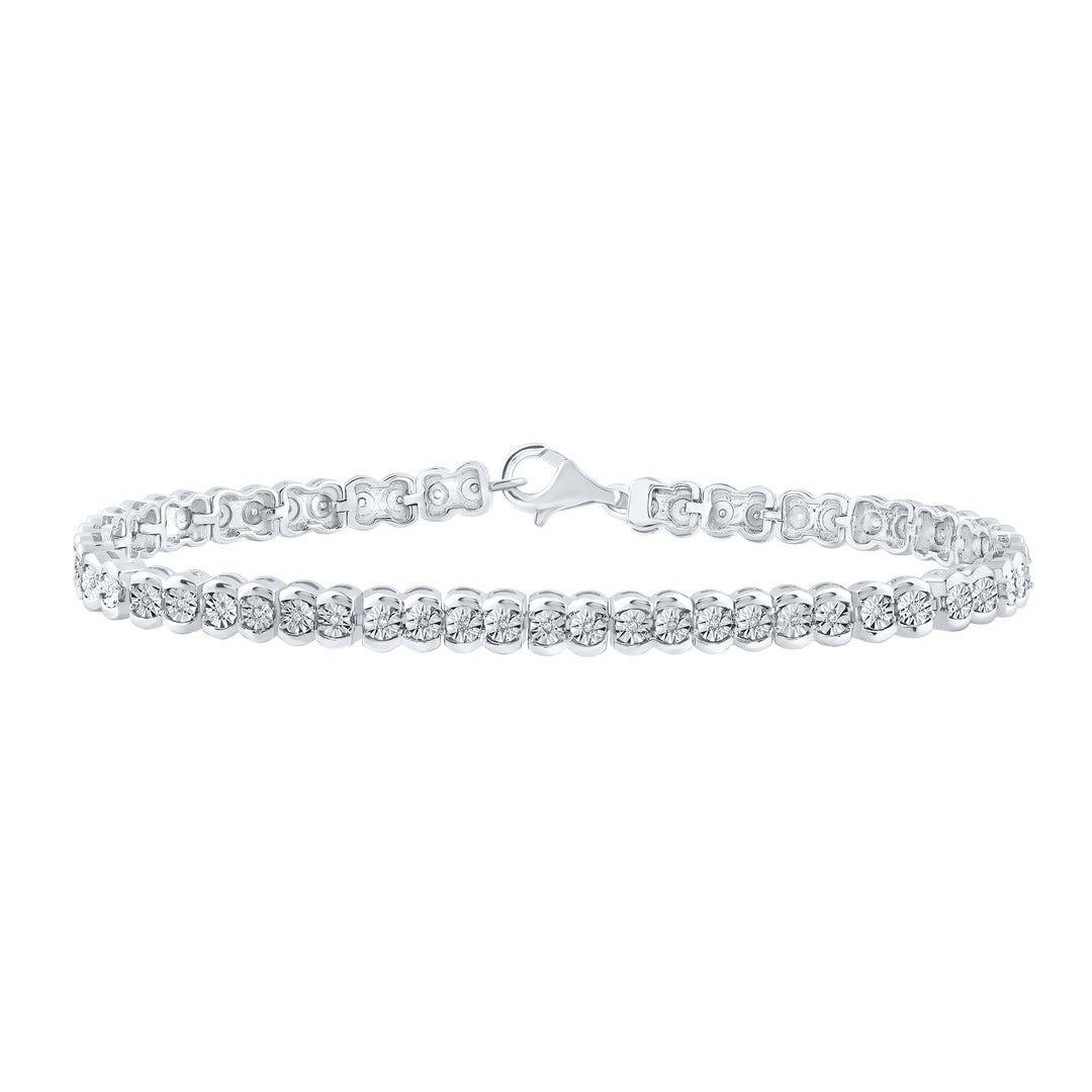 Sterling Silver Women's Diamond Bracelet 1/10 ctw