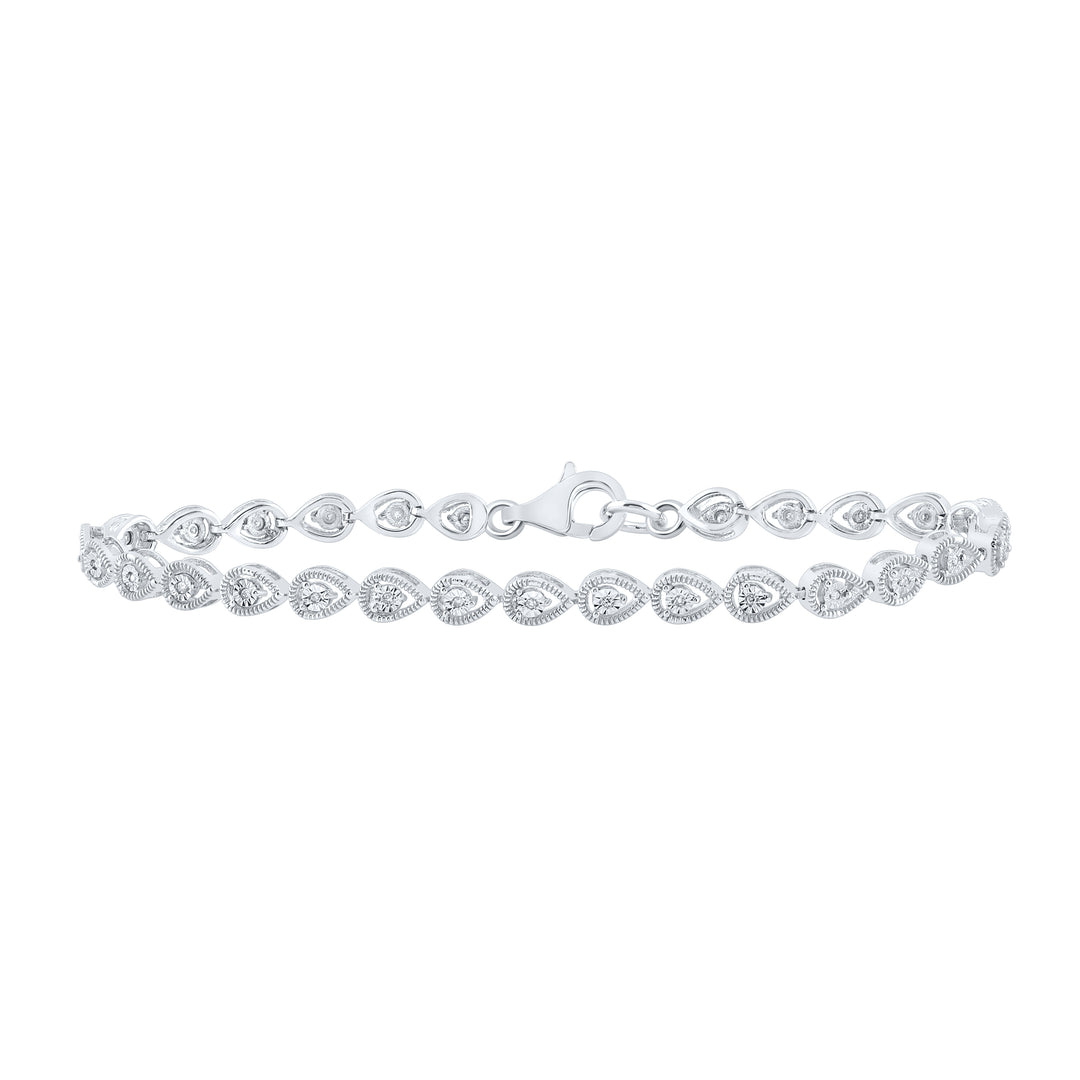 Sterling Silver Women's Diamond Bracelet 1/10 ctw