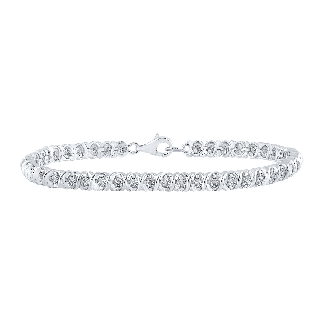 Sterling Silver Women's Diamond Bracelet 1/10 ctw