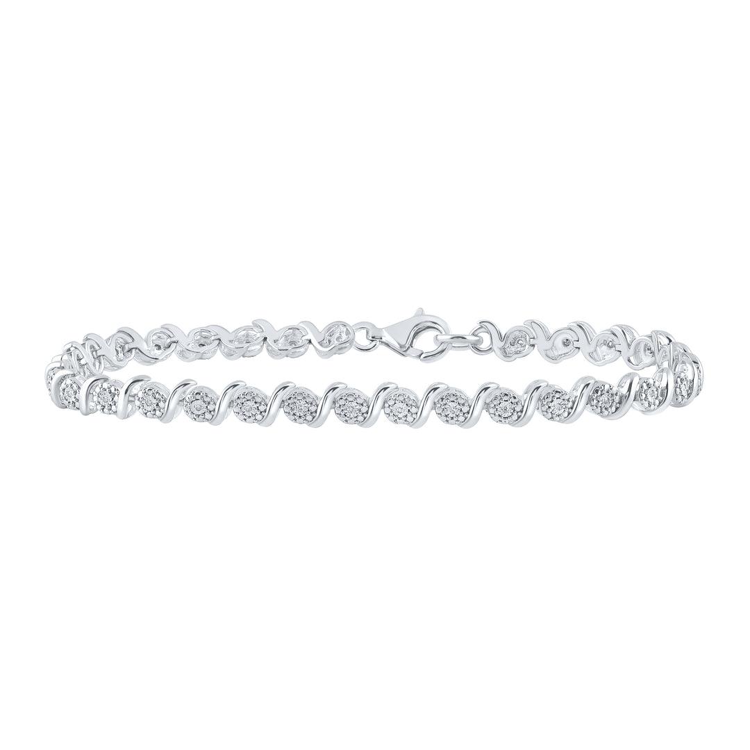 Sterling Silver Women's Diamond Bracelet 1/10 ctw