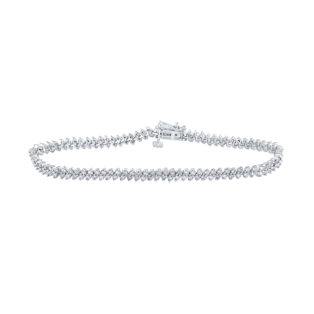 10kt White Gold Women's Diamond Bracelet 1-1/2 ctw