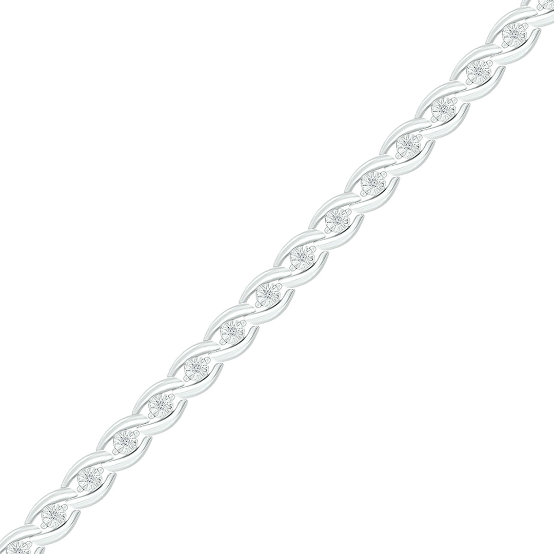 Sterling Silver Women's Diamond Bracelet 1/10 ctw