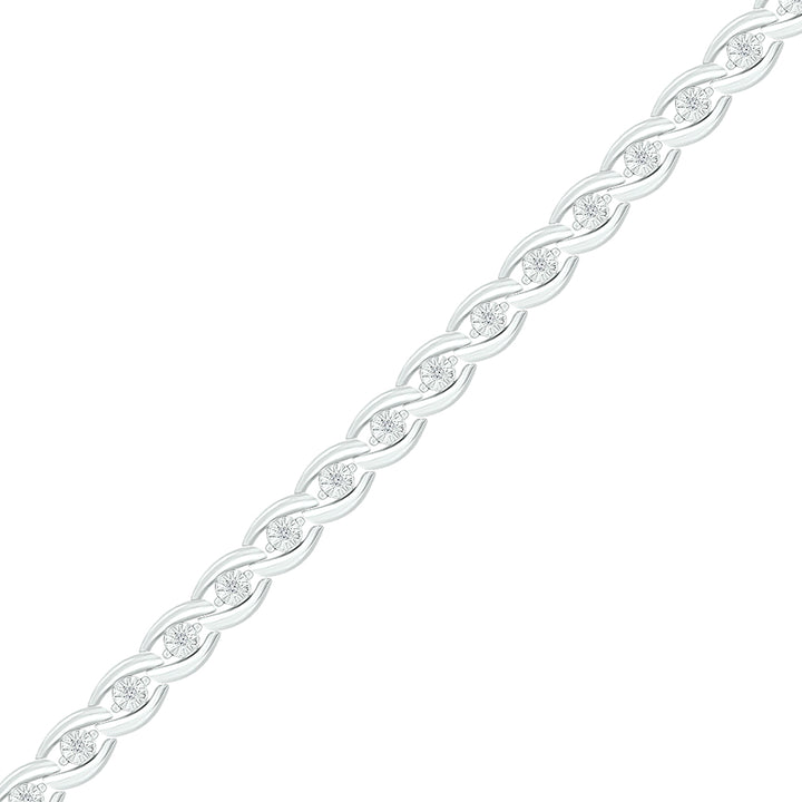 Sterling Silver Women's Diamond Bracelet 1/10 ctw