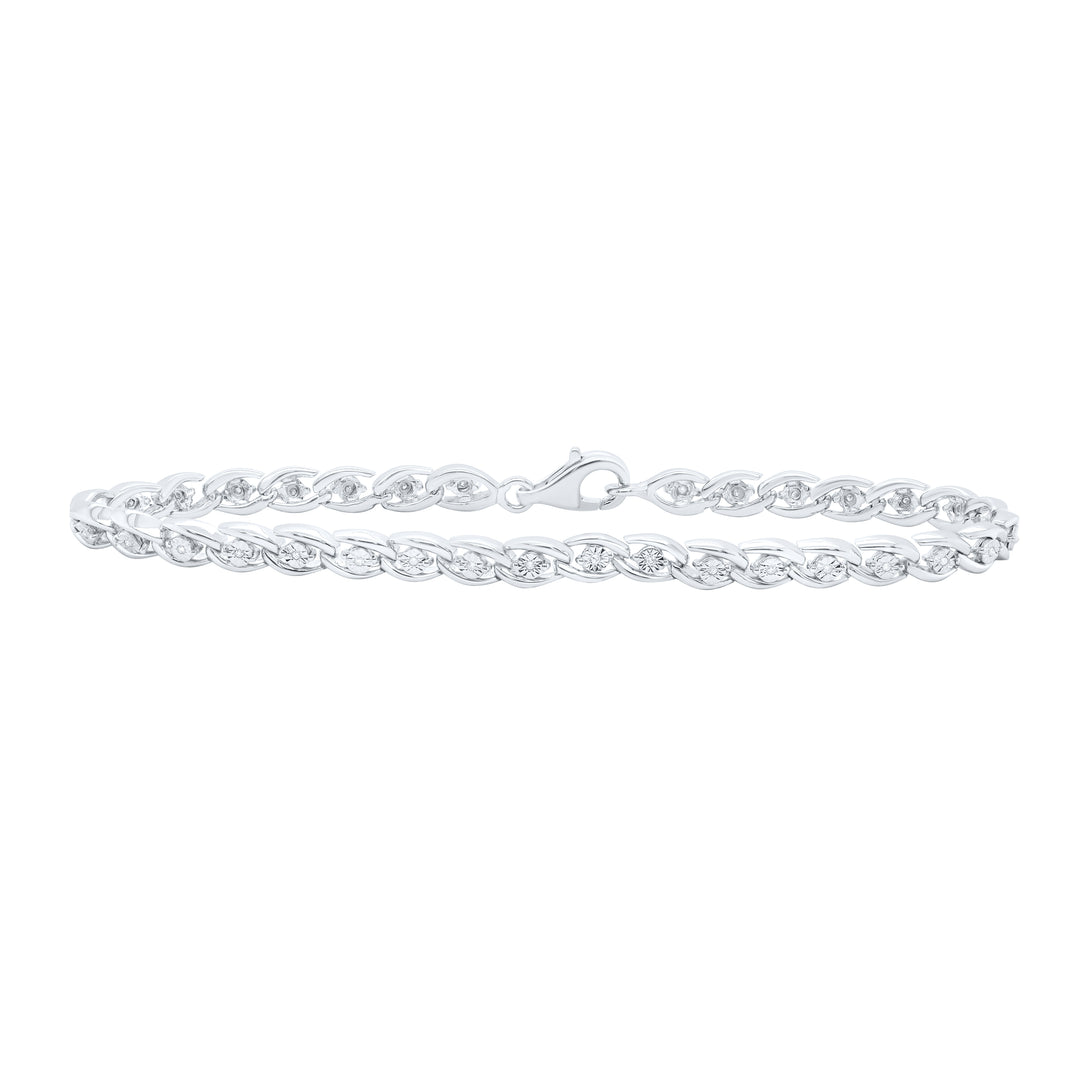 Sterling Silver Women's Diamond Bracelet 1/10 ctw - view 2