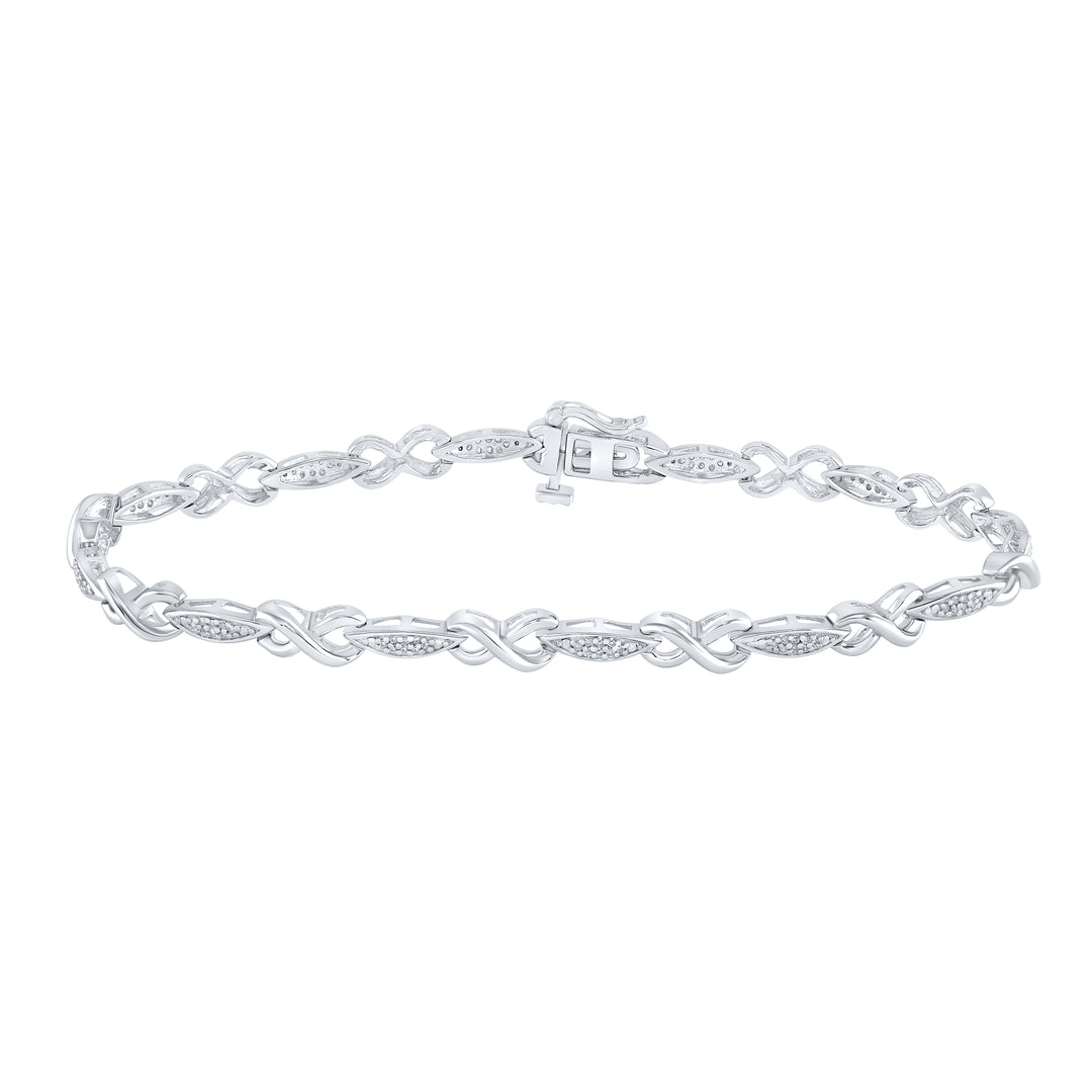 Sterling Silver Women Diamond Bracelet 1/5 ctw