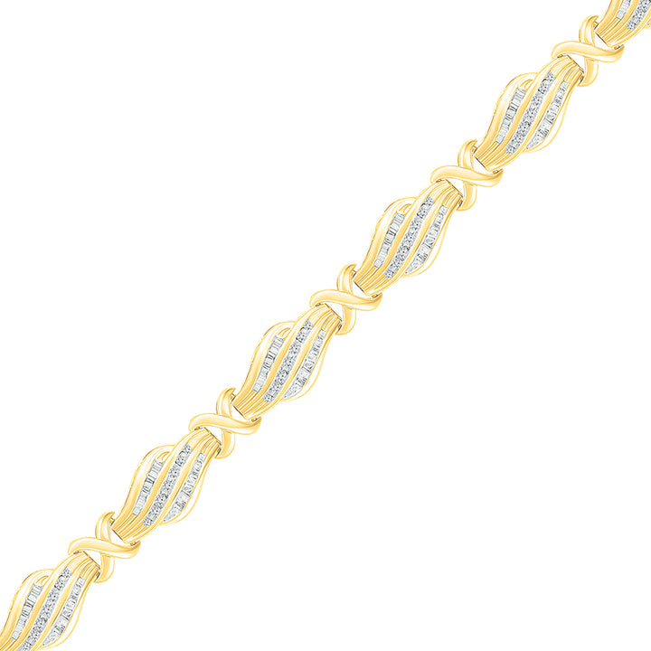 10kt Yellow Gold Women's Baguette Diamond Bracelet 1 ctw