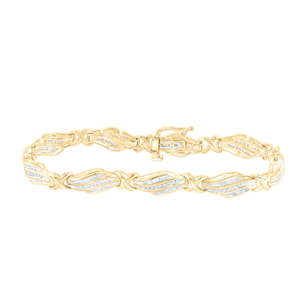 10kt Yellow Gold Women's Baguette Diamond Bracelet 1 ctw - view 2