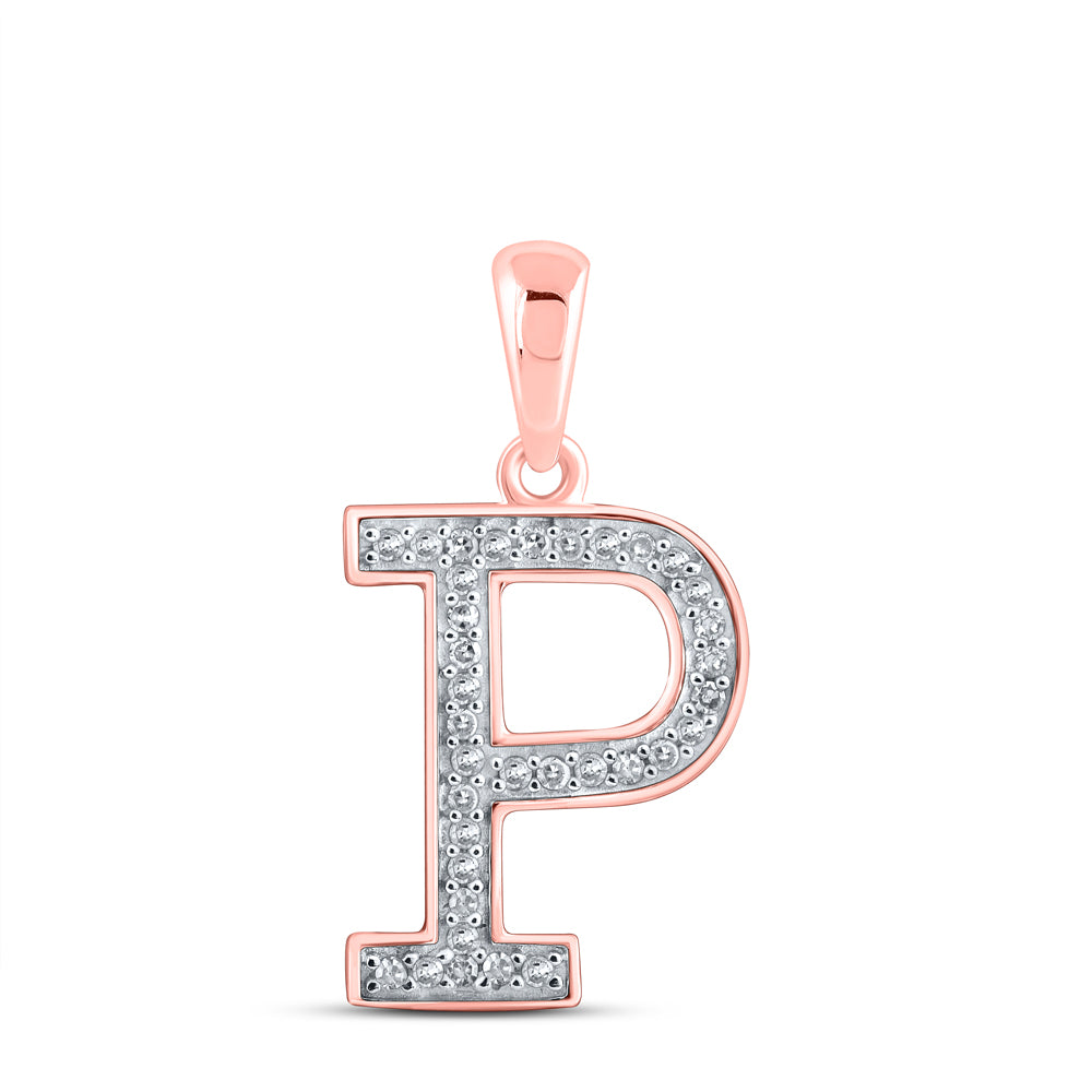 10kt Rose Gold Women Diamond Initial Pendant 1/10 ctw