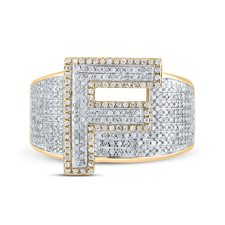 1CTW-DIA P1P2 INITIAL "F" MENS RING