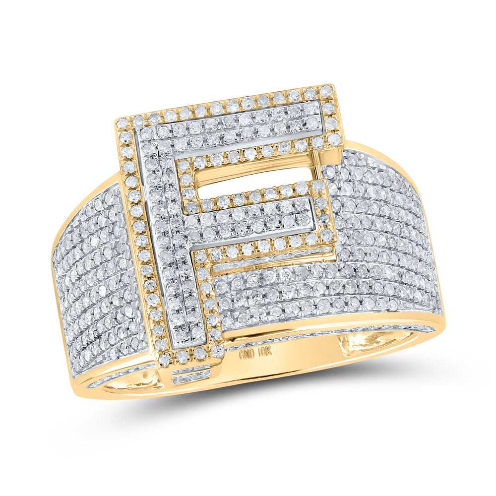 1CTW-DIA P1P2 INITIAL "F" MENS RING