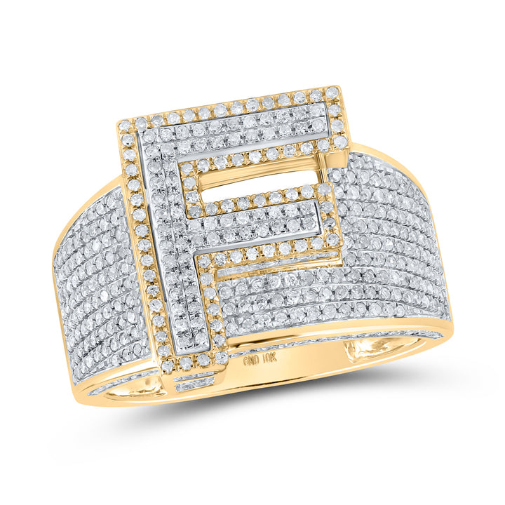 1CTW-DIA P1P2 INITIAL "F" MENS RING