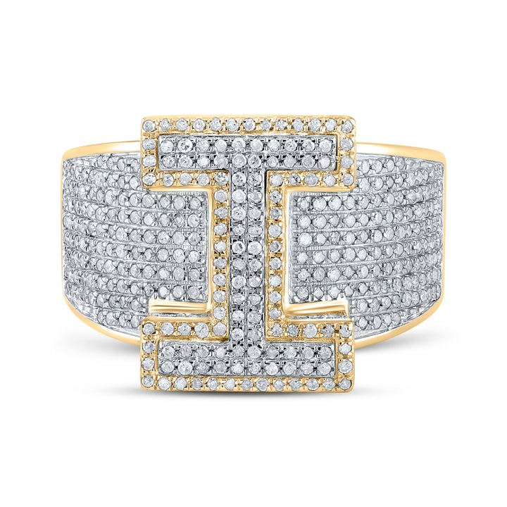 1 1/5CTW-DIA P1P2 INITIAL "I" MENS RING
