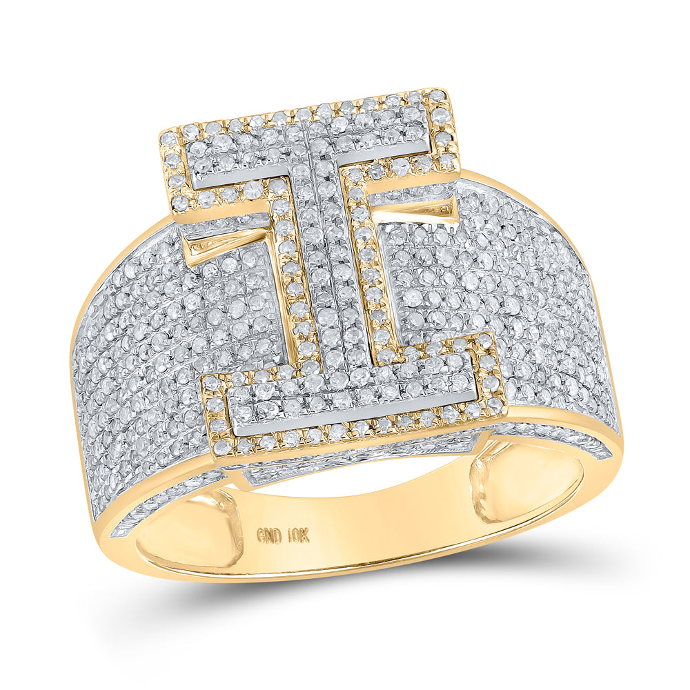 1 1/5CTW-DIA P1P2 INITIAL "I" MENS RING