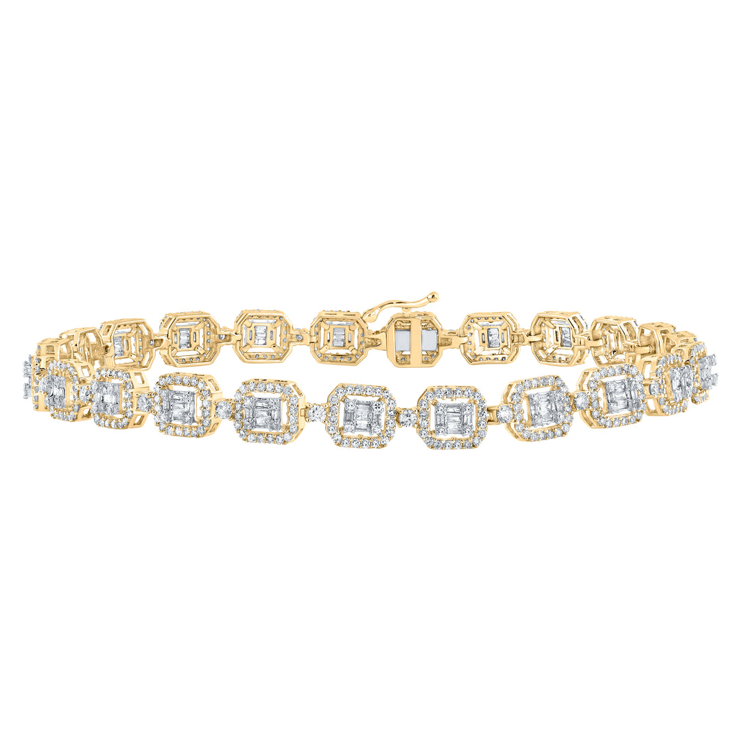 10kt Yellow Gold Men's Baguette Diamond Bracelet 4 ctw