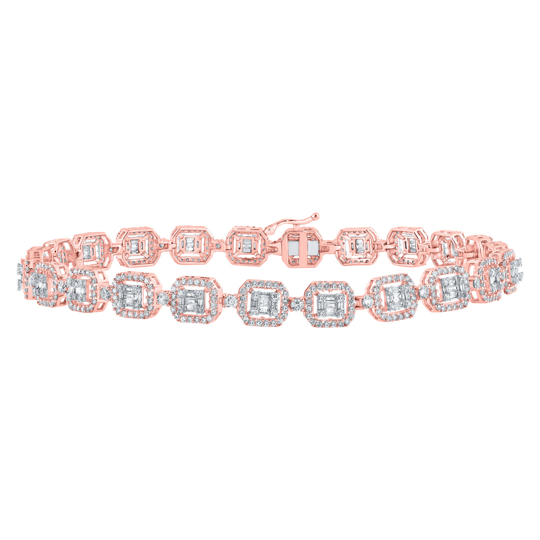 10kt Rose Gold Men's Baguette Diamond Bracelet 4 ctw