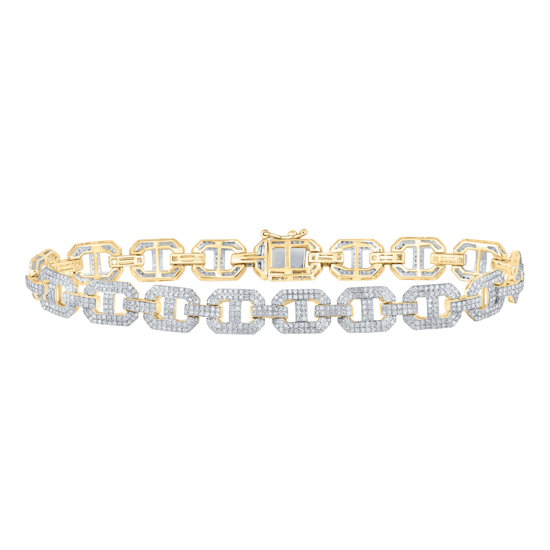 10kt Yellow Gold Men's Diamond Bracelet 3-1/4 ctw
