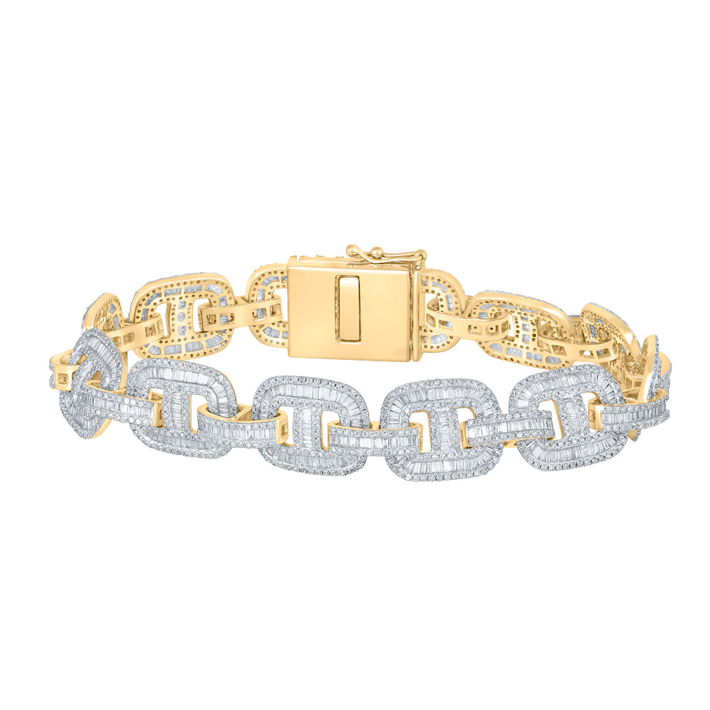 10kt Yellow Gold Men's Baguette Diamond Bracelet 8-1/2 ctw