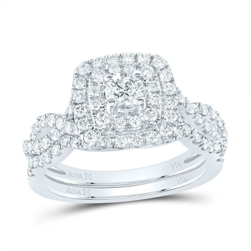 1 CTW-DIA ANA M 1/3CT-CRD BRIDAL SET 2 HALO