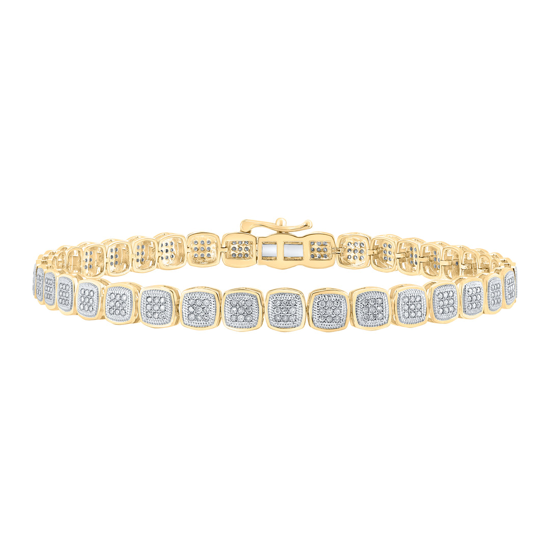 10kt Yellow Gold Men's Diamond Bracelet 1 ctw