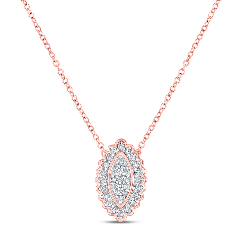 10kt Rose Gold Women Diamond Necklace 1/5 ctw