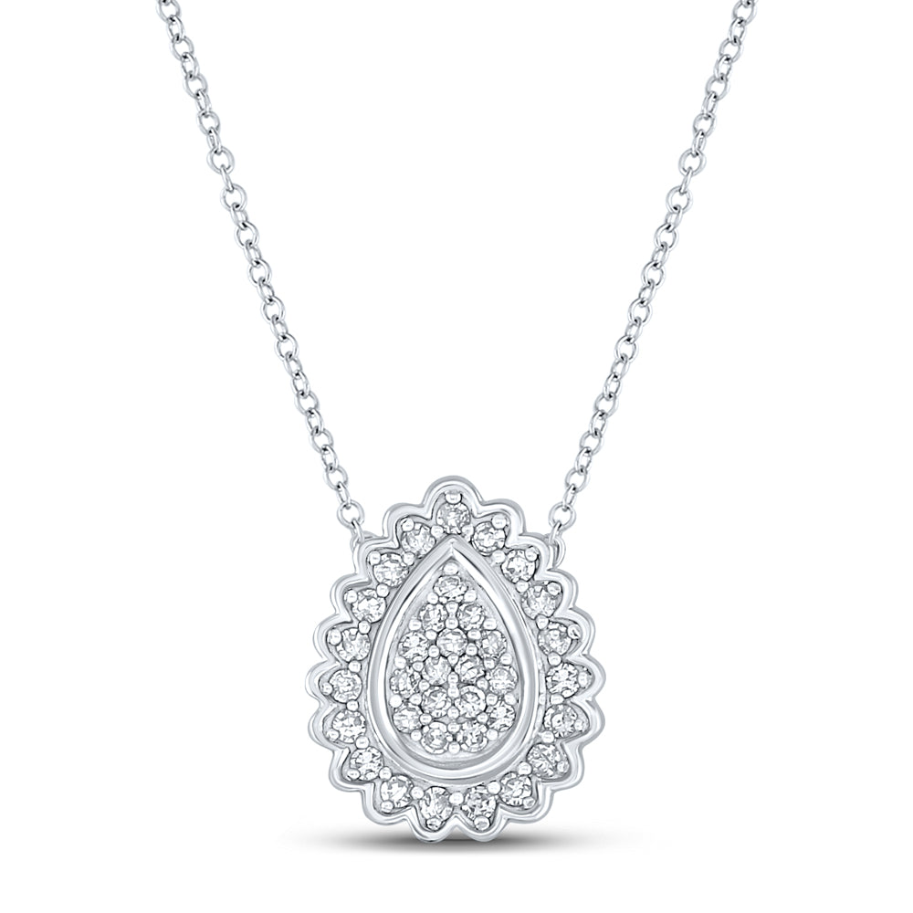 10kt White Gold Women Diamond Necklace 1/5 ctw