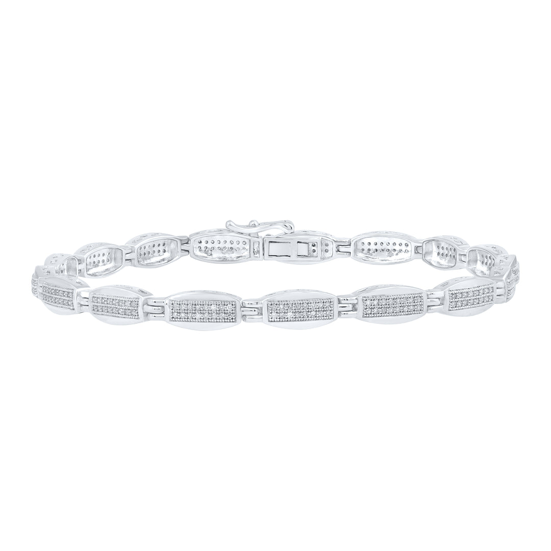 10kt White Gold Men's Diamond Bracelet 3/4 ctw