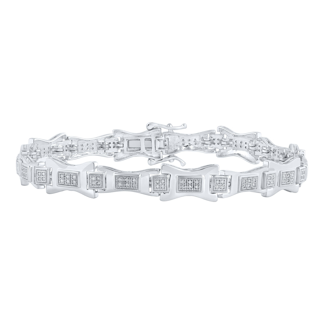 10kt White Gold Men's Diamond Bracelet 1/2 ctw