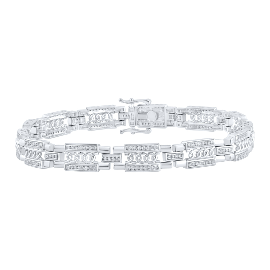 10kt White Gold Men's Diamond Bracelet 3/4 ctw