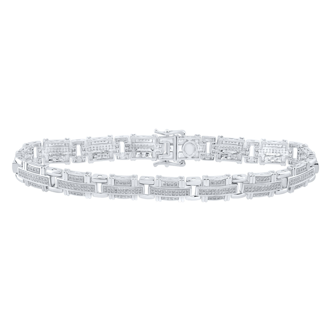 10kt White Gold Men's Diamond Bracelet 1-1/4 ctw
