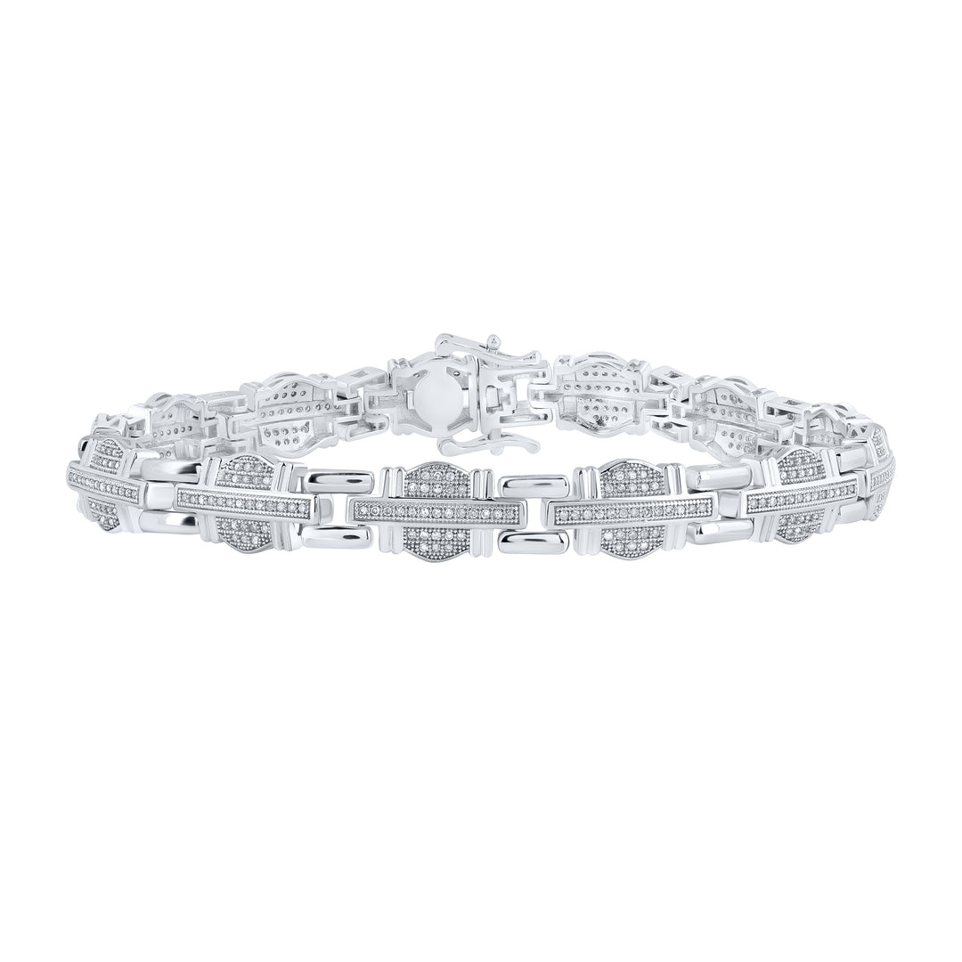 10kt White Gold Men's Diamond Bracelet 1 ctw