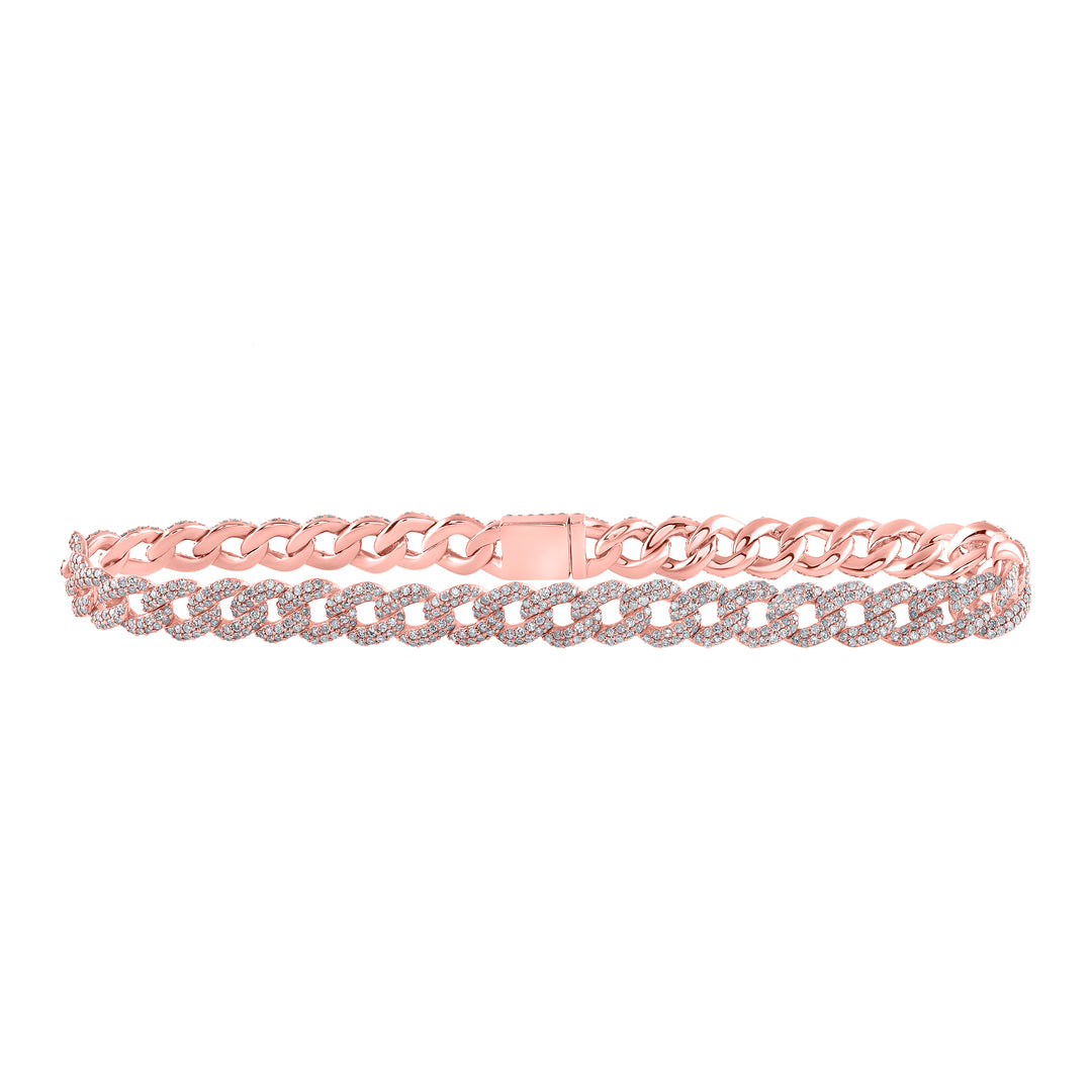 10kt Rose Gold Men's Diamond Bracelet 3-1/4 ctw