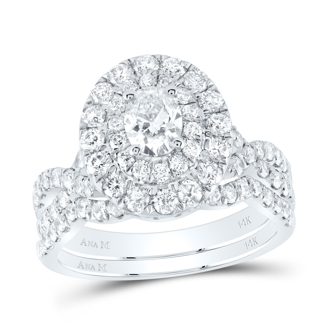 2 CTW-DIA ANA M 1/2CT-COVAL BRIDAL SET DOUBLE HALO