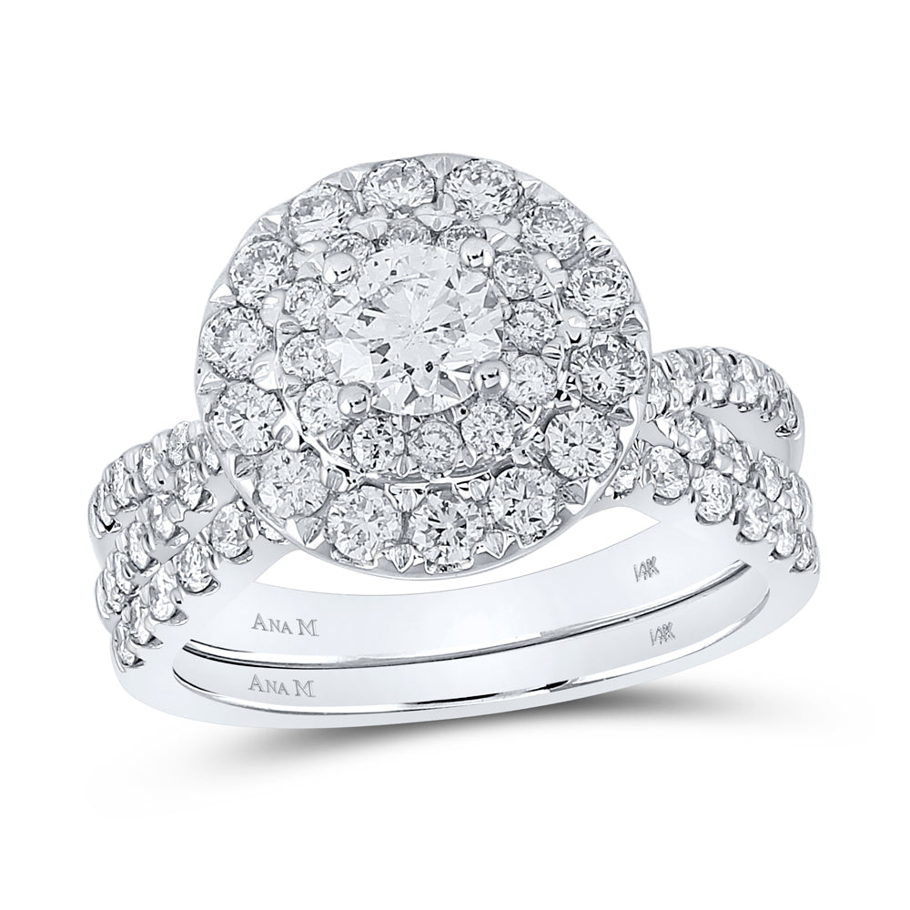 2 CTW-DIA ANA M 1/2CT-CRD BRIDAL SET DOUBLE HALO