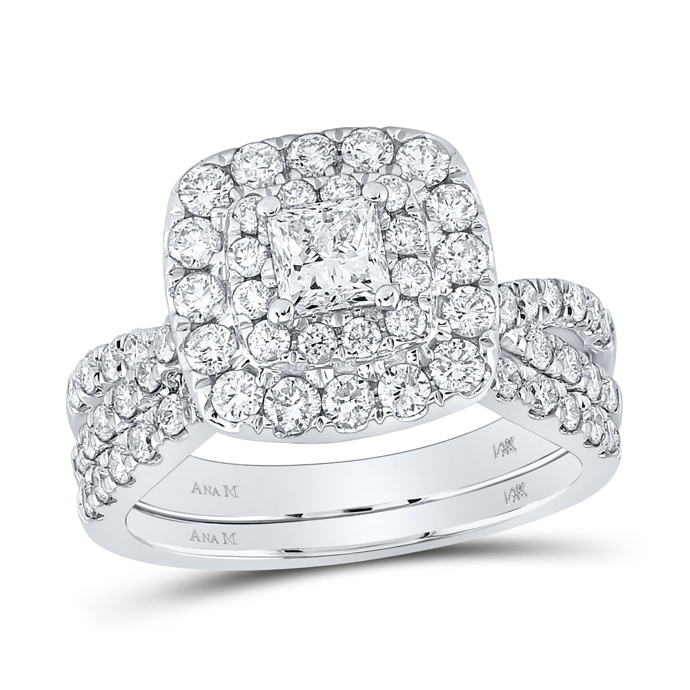 2 CTW-DIA ANA M 1/2CT-CPR BRIDAL SET DOUBLE HALO