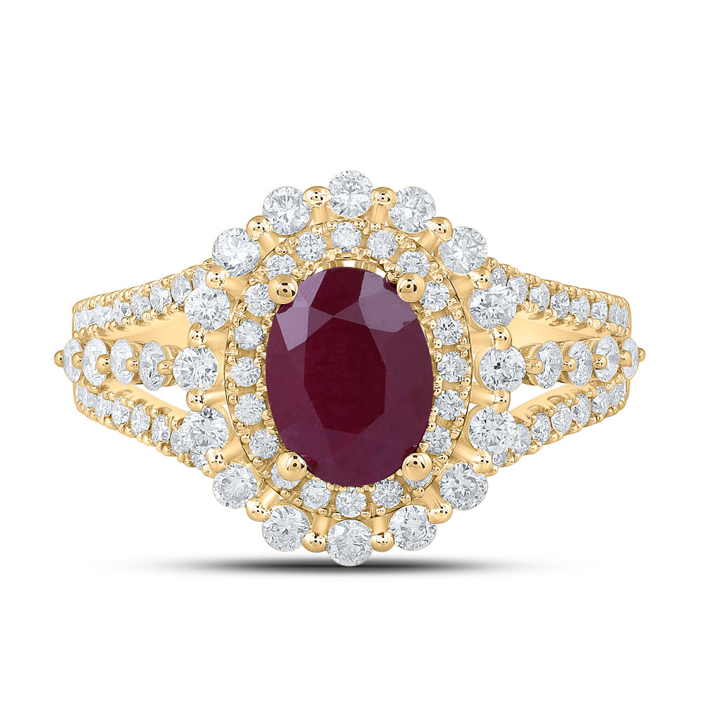 7/8CTW-DIA ANA M 8x6 MM RUBY-OVAL NAT GEM RING