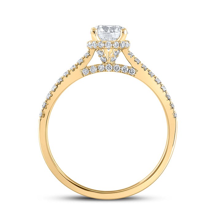 14k Yellow Gold Round Diamond Solitaire Bridal Engagement Ring 1 Cttw (Certified)