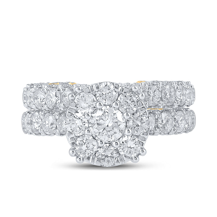 5 7/8CTW-DIA NK 3/8CT-CRD BRIDAL SET SINGLE HALO