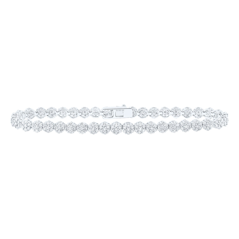 10kt White Gold Women's Diamond Flower Bracelet 3-1/5 ctw