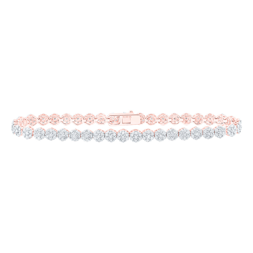 10kt Rose Gold Women's Diamond Flower Bracelet 3-1/5 ctw