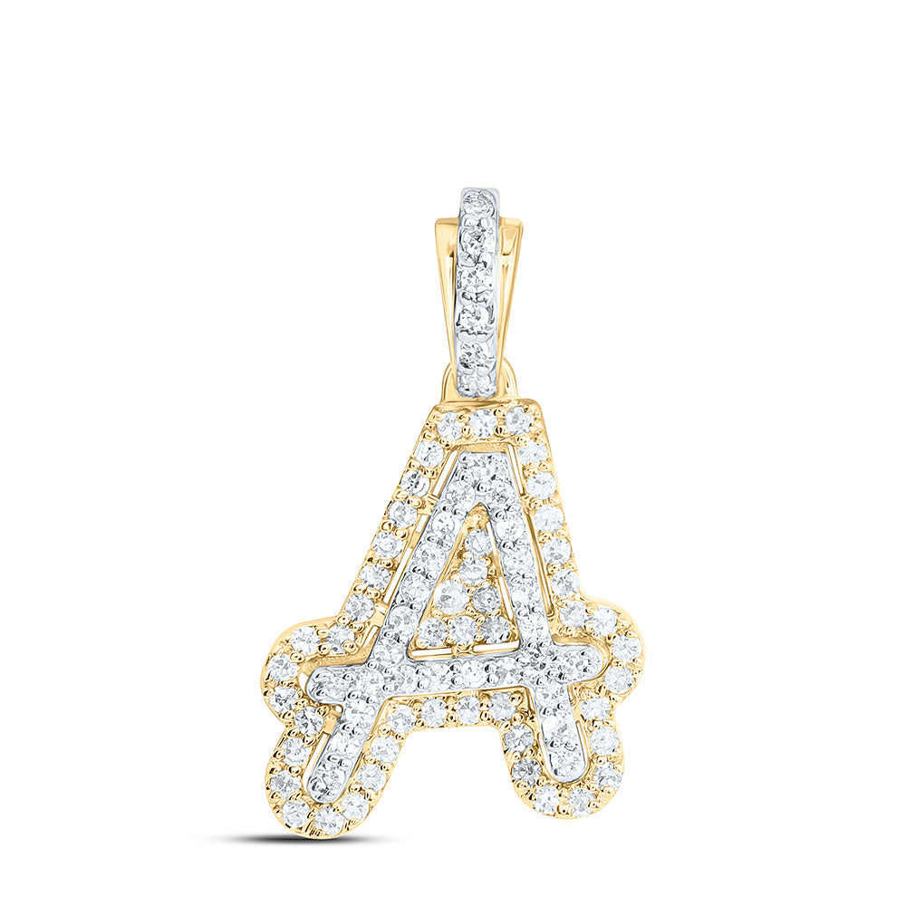 10kt Yellow Gold Women Diamond Initial Pendant 1/5 ctw