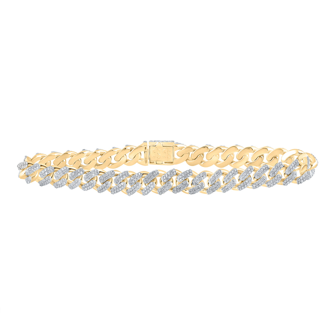 10kt Yellow Gold Women's Diamond Cuban Link Bracelet 3-1/4 ctw