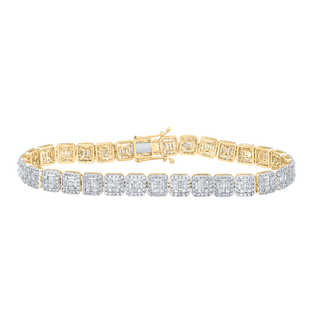 10kt Yellow Gold Men's Baguette Diamond Bracelet 3-3/4 ctw