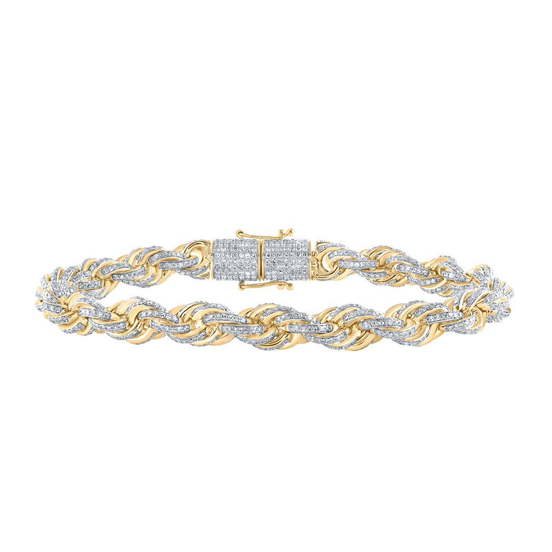 10kt Yellow Gold Men's Diamond Bracelet 7-1/2 ctw